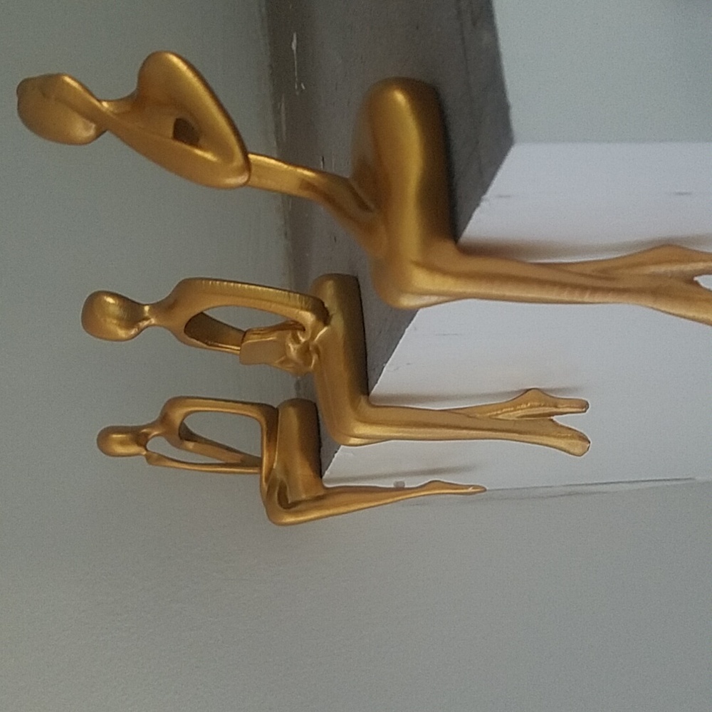 Gold Brass Ladies Thinking Edge Shelf Sitting Figurines
